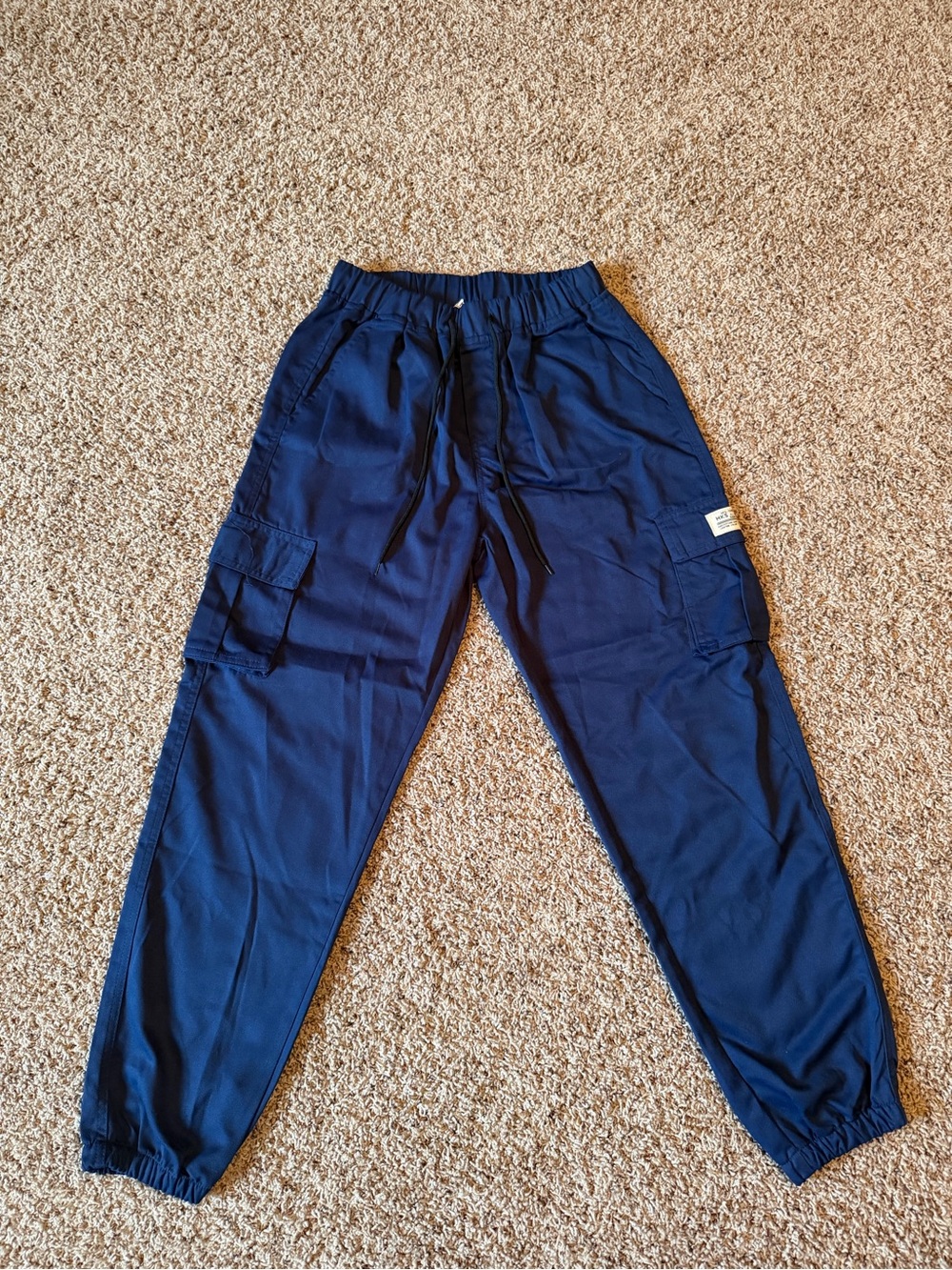 SHEIN Men’s XS Cargo Jogger Drawstring Pants 3p bundle Blue Green Beige - Picture 2 of 6